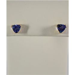 Tanzanite Solitaire Earrings 14K Yellow Gold
