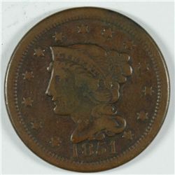1851 LARGE CENT F/VF