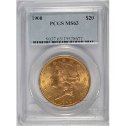 1900 $20.00 GOLD, PCGS MS-63 NICE!!