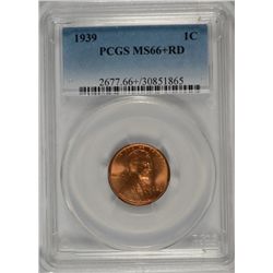 1939 LINCOLN CENT, PCGS MS-66+  RED