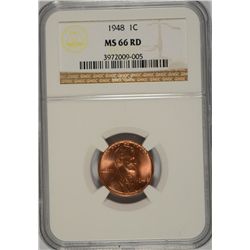 1948 LINCOLN CENT NGC MS-66 RD