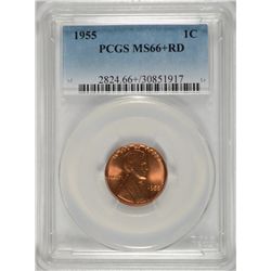 1955 LINCOLN CENT PCGS MS-66+ RED