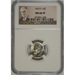 1953-S ROOSEVELT DIME, NGC MS-66 FULL TORCH