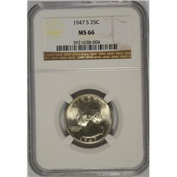1947-S WASHINGTON QUARTER, NGC  MS-66 SUPERB!