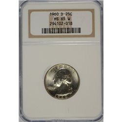 1960-D WASHINGTON QUARTER, NGC MS-65 W
