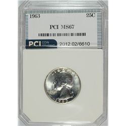 1963 WASHINGTON QUARTER, PCI MS-67  TRENDS FOR $2500.00