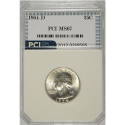 1964-D WASHINGTON QUARTER, PCI MS-67  TRENDS FOR  $1750.00