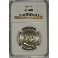 1949 FRANKLIN HALF DOLLAR, NGC MS-64 FBL