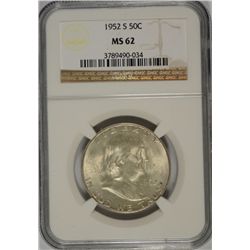 1952-S FRANKLIN HALF DOLLAR NGC MS-62