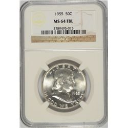 1955 FRANKLIN HALF DOLLAR, NGC MS-64 FBL