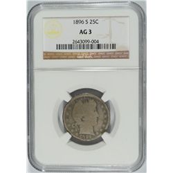 1896-S BARBER QUARTER NGC AG-3 (KEY DATE COIN)