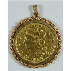 1836 $5 CLASSIC HEAD GOLD (W/10KT GOLD BEZEL)