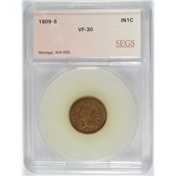 1909-S INDIAN HEAD CENT SEGS VF-30