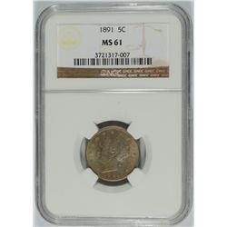 1891 V-NICKEL NGC MS-61