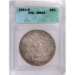 1881-O MORGAN DOLLAR ICG MS-64