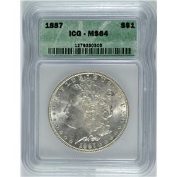 1887 MORGAN DOLLAR ICG MS-64