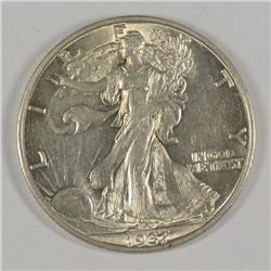 1937-S WALKING LIBERTY HALF DOLLAR, AU-58