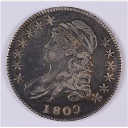 1809 BUST HALF DOLLAR, IIII EDGE O-107, XF-45