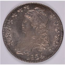 1824 BUST HALF DOLLAR, MS-63  GORGEOUS COIN!