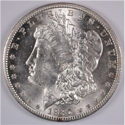 1887-S MORGAN SILVER DOLLAR, MS-64+ BLAST WHITE, ALMOST PL! NICE!!