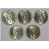 Image 1 : ( 5 ) CHOICE BU PEACE DOLLARS:  1922, 1923, ( 2 ) 1924 & 1925  NICE LOT!