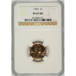 1954 LINCOLN CENT, NGC PROOF 67 RED!