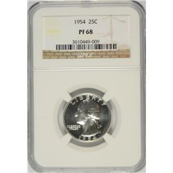 1954 WASHINGTON QUARTER, NGC PROOF-68