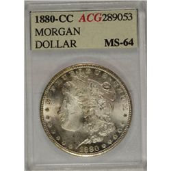 1880-CC MORGAN SILVER DOLLAR, ACG MS-64  WHITE!