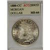 Image 1 : 1880-CC MORGAN SILVER DOLLAR, ACG MS-64  WHITE!