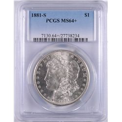 1881-S MORGAN SILVER DOLLAR, PCGS MS-64+