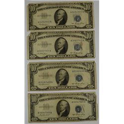 LOT OF ( 4 ) 1953 $10.00 SILVER CERTIFICATES