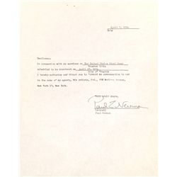 Paul Newman original signed contract to appear on "The United States Steel Hour" on April 27, 1954