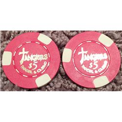 Lot of (2) Tangiers Casino Chips from the Joe Pesci and Robert De Niro film  Casino 