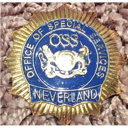Michael Jackson's Neverland Ranch Security Badge, used by staff on site. Metal & Enameled, the gold 