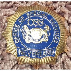 Michael Jackson's Neverland Ranch Security Badge, used by staff on site. Metal & Enameled, the gold 