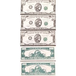 Lot of (5) Prop National Bank of Gotham Currency Bills from the film  Batman Forever 