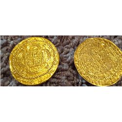 Lot of (2) Prop Gold Coins from  Pirates of the Caribbean  starring Johnny Depp