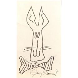 Jimmy Stewart Original "Harvey the Bunny" Sketch and Signature, Very Rare!!!