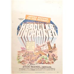 Steve Reeves "Hercules" Original Signed "Hercules Unchained" Movie Advertisement Card/Poster