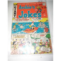 1971 RARE *ARCHIE JOKES* AUGUST VOL.1 NO.186 COMIC BOOK VALUE $20.00!! COMIC CAME OUT OF ESTATE!!