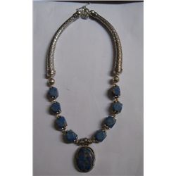 89.420g  Necklace of Lapis Made in German Silver