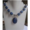 Image 2 : 89.420g  Necklace of Lapis Made in German Silver