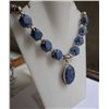 Image 3 : 89.420g  Necklace of Lapis Made in German Silver