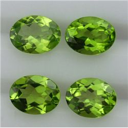 Natural Brazil Peridot 4.85 Ct Oval Cut Stone (4 Pieces)