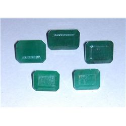 Natural African(Zambian) Emerald 10.90 Ctw Rectangular Cut Stones(5 Pieces)