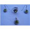 Image 1 : Set of Ring,Earring And Pendant, Stone: Peridot, Weight : 10.550g, Made In 925 Silver