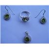 Image 2 : Set of Ring,Earring And Pendant, Stone: Peridot, Weight : 10.550g, Made In 925 Silver