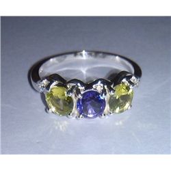 2.700g Ring of Amethyst and Peridot 925 Sterling Silver