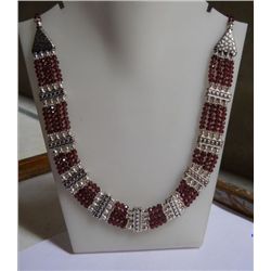52.400g  Necklace of Garnet Made in German Silver