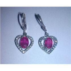 4.520g Earring of Ruby and CZ Sterling 925 Silver